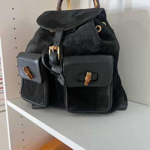 🔥🔥 GUCCI suede and leather bamboo backpack - Picture 7 of 9